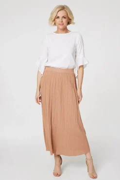 High Waist Pleated Knit Skirt