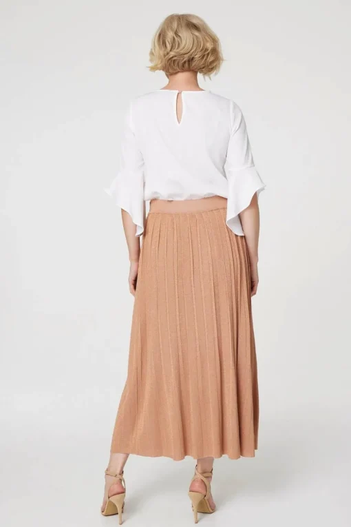 High Waist Pleated Knit Skirt