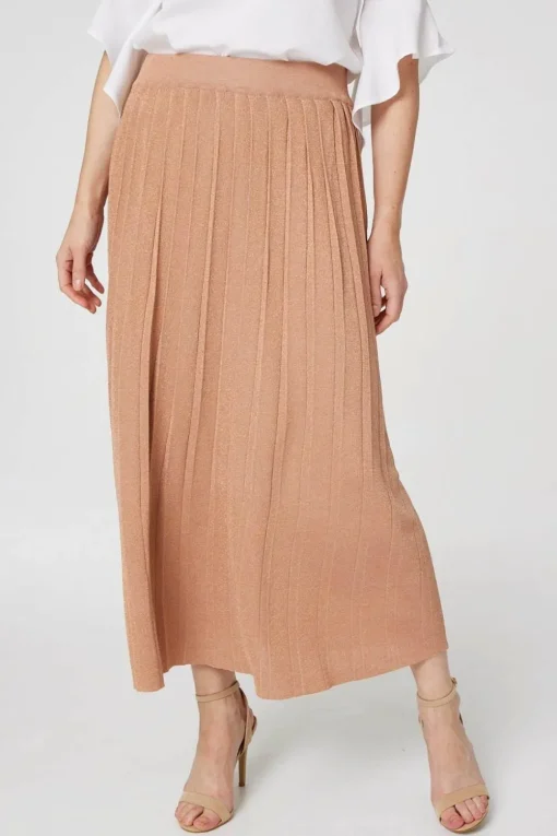 High Waist Pleated Knit Skirt