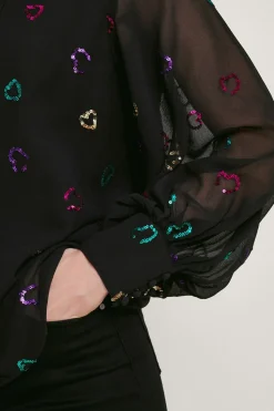 Hope Heart Sequin Blouse