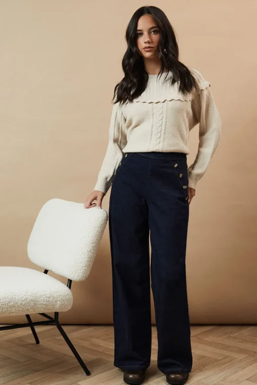 Horn Button Wide Leg Jean