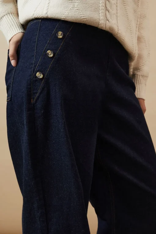 Horn Button Wide Leg Jean