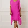Hot Fix Split Sleeve Overlay Shift Dress