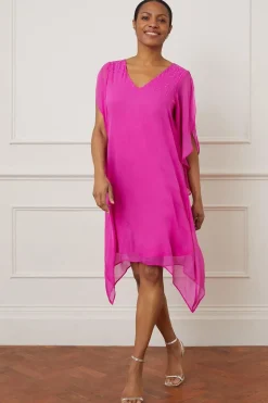 Hot Fix Split Sleeve Overlay Shift Dress