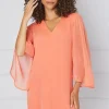 Hotfix V Neck Overlay Dress
