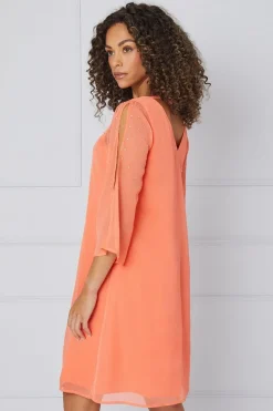 Hotfix V Neck Overlay Dress