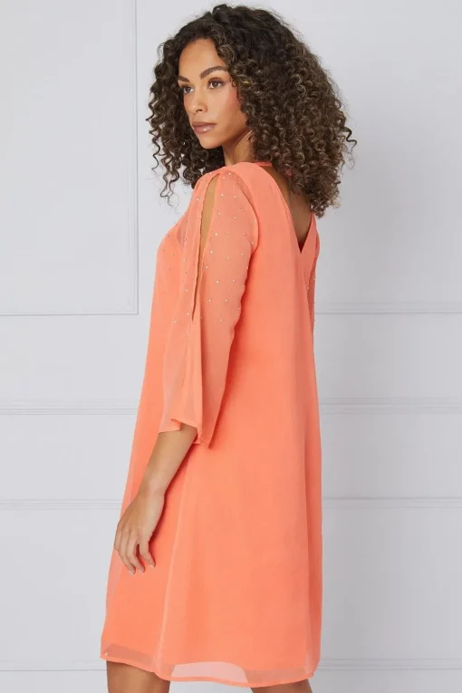 Hotfix V Neck Overlay Dress