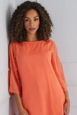 Hotfix V Neck Overlay Dress