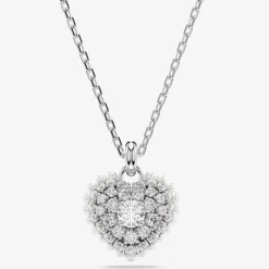 Hyperbola Rhodium Plated White Heart Necklace 5684386