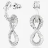 Hyperbola Rhodium Plated White Infinity Dropper Earrings 5679793
