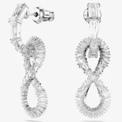 Hyperbola Rhodium Plated White Infinity Dropper Earrings 5679793