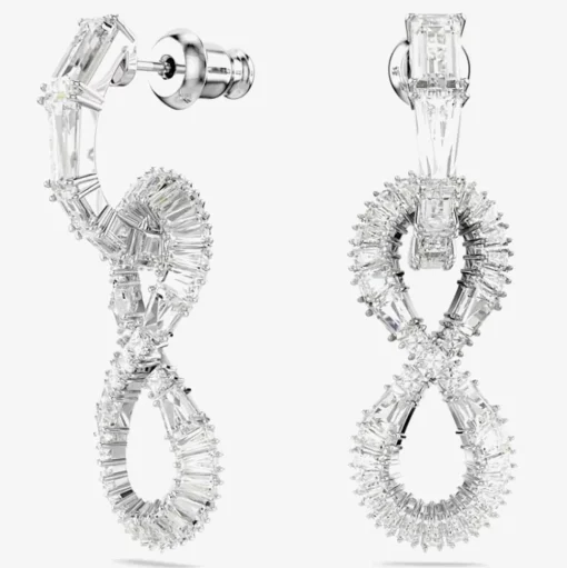 Hyperbola Rhodium Plated White Infinity Dropper Earrings 5679793