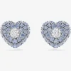 Hyperbola Rhodium Plated Blue Heart Stud Earrings 5683576