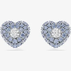 Hyperbola Rhodium Plated Blue Heart Stud Earrings 5683576