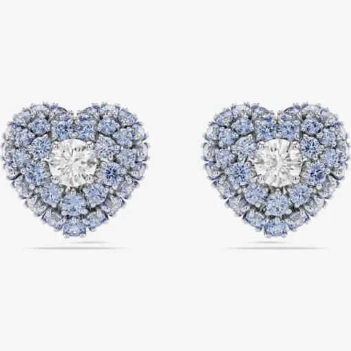 Hyperbola Rhodium Plated Blue Heart Stud Earrings 5683576