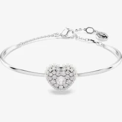 Hyperbola Rhodium Plated White Heart Bangle 5684385
