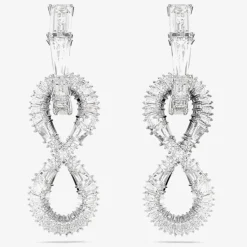 Hyperbola Rhodium Plated White Infinity Dropper Earrings 5679793