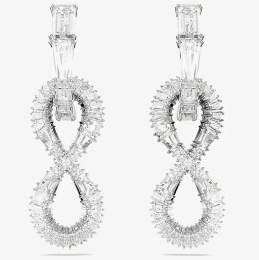 Hyperbola Rhodium Plated White Infinity Dropper Earrings 5679793
