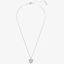 Hyperbola Rhodium Plated White Heart Necklace 5684386
