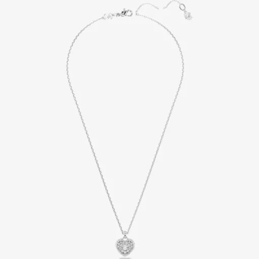 Hyperbola Rhodium Plated White Heart Necklace 5684386