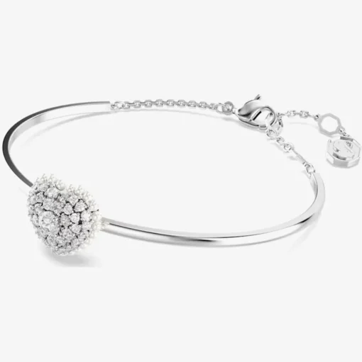 Hyperbola Rhodium Plated White Heart Bangle 5684385