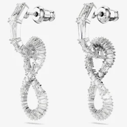 Hyperbola Rhodium Plated White Infinity Dropper Earrings 5679793