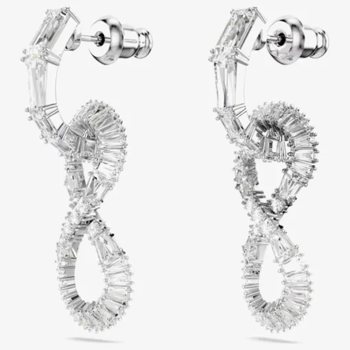 Hyperbola Rhodium Plated White Infinity Dropper Earrings 5679793