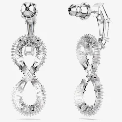 Hyperbola Rhodium Plated White Infinity Dropper Earrings 5679793