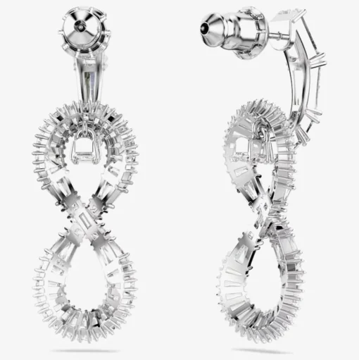 Hyperbola Rhodium Plated White Infinity Dropper Earrings 5679793