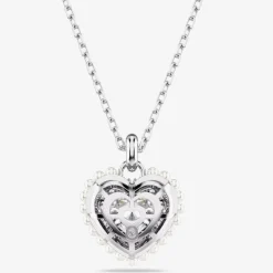 Hyperbola Rhodium Plated White Heart Necklace 5684386