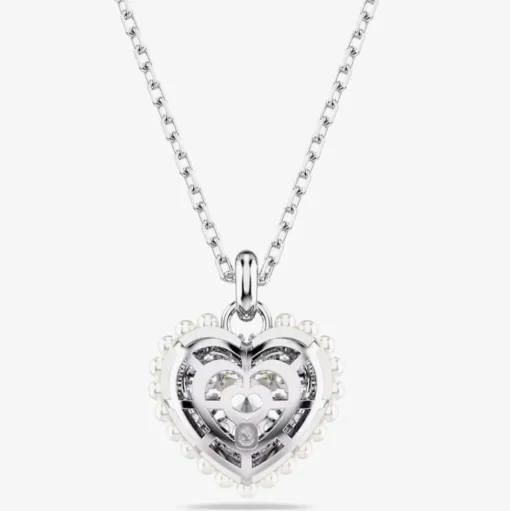 Hyperbola Rhodium Plated White Heart Necklace 5684386