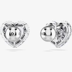 Hyperbola Rhodium Plated Blue Heart Stud Earrings 5683576