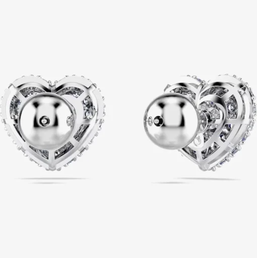 Hyperbola Rhodium Plated Blue Heart Stud Earrings 5683576