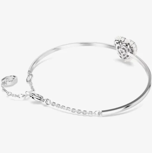 Hyperbola Rhodium Plated White Heart Bangle 5684385