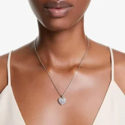 Hyperbola Rhodium Plated White Heart Necklace 5684386