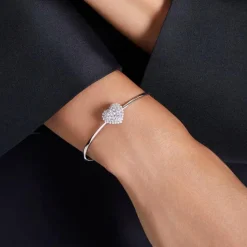 Hyperbola Rhodium Plated White Heart Bangle 5684385