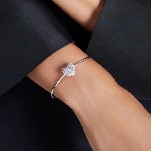 Hyperbola Rhodium Plated White Heart Bangle 5684385