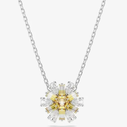Idyllia Rhodium Plated Yellow Flower Necklace 5679939