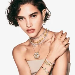 Idyllia Rhodium Plated Yellow Flower Necklace 5679939
