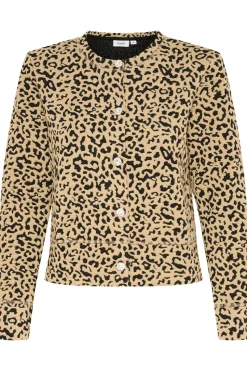 IlsabethSZ Round Neck Buttons Cardigan-Leopard Print