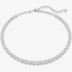 Imber Rhodium Plated Round Cut Crystal Tennis Necklace 5682595