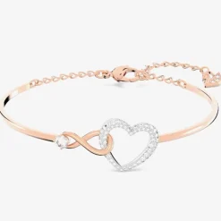 Infinity Heart Two Colour White Crystal Bangle 5518869 M