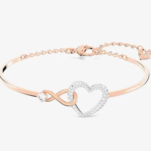 Infinity Heart Two Colour White Crystal Bangle 5518869 M