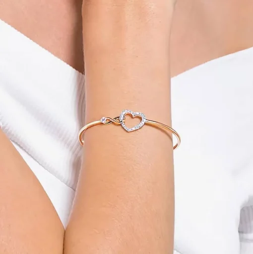 Infinity Heart Two Colour White Crystal Bangle 5518869 M