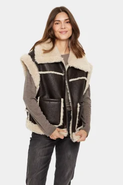 Isaura Faux Leather Shearling Waistcoat-