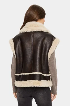 Isaura Faux Leather Shearling Waistcoat-