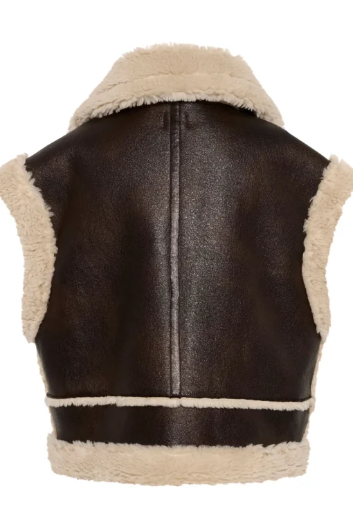 Isaura Faux Leather Shearling Waistcoat-