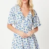 Ivory Ditsy Flutter Sleeve Frill Mini Dress