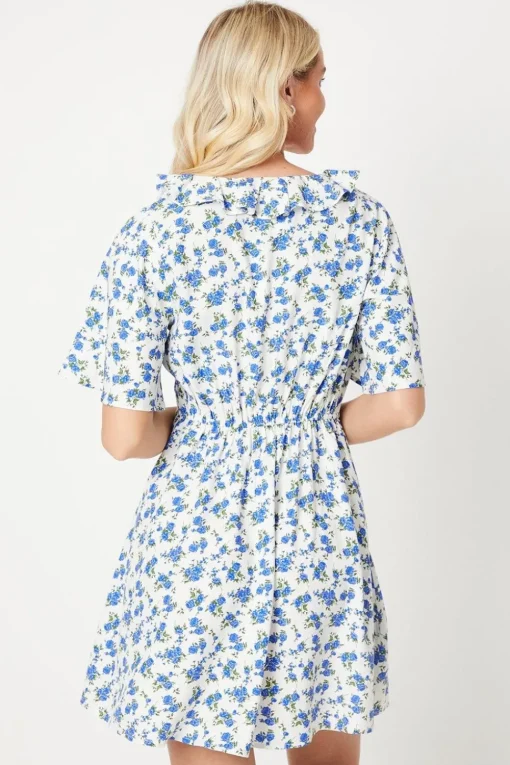 Ivory Ditsy Flutter Sleeve Frill Mini Dress