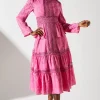 Jacquard Peplum Lace Trim Dress